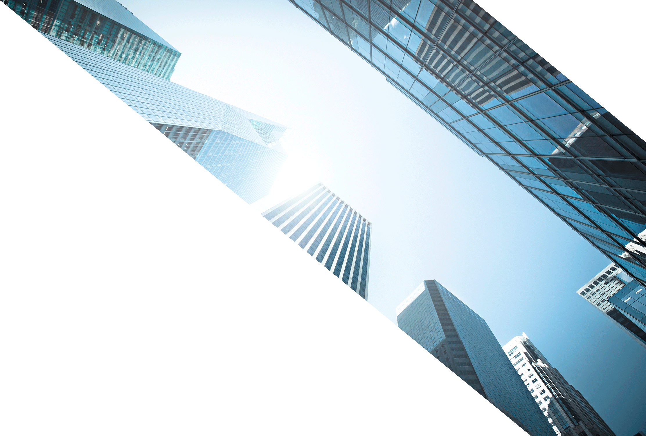 Looking at the sky between two tall buildings representing the financial solutions offered by the team at Continental.
